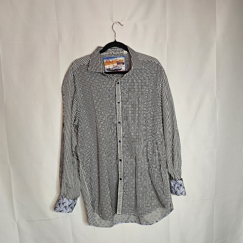 ROBERT GRAHAM Classic Fit Checked/Striped Button Down Sz XL Shirt Long Sleeve